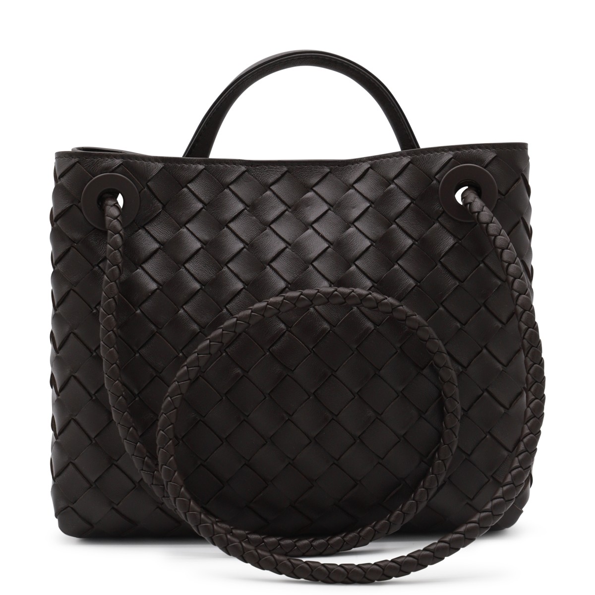 DARK BROWN LEATHER SMALL ANDIAMO TOP...