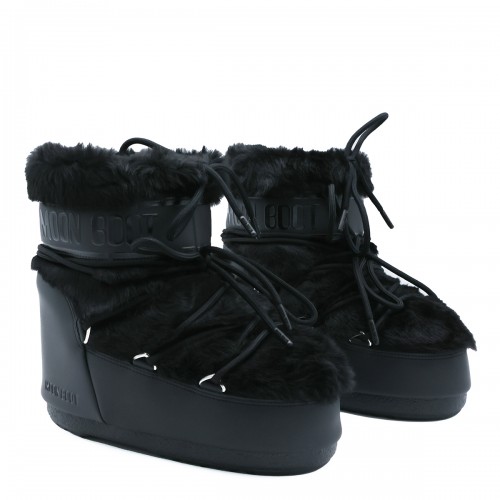 BLACK ICON LOW FAUX FUR BOOTS