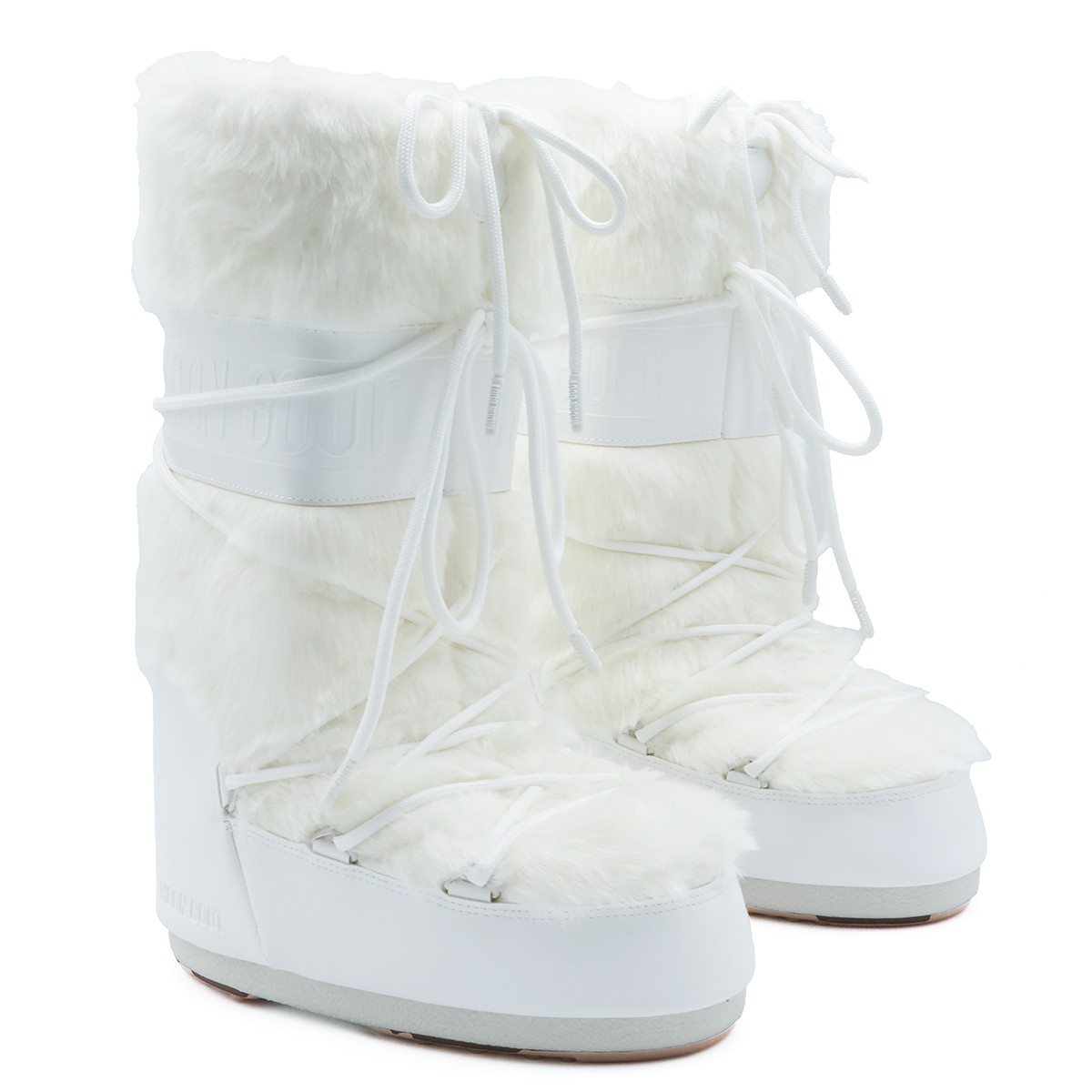 WHITE ICON FAUX FUR BOOTS