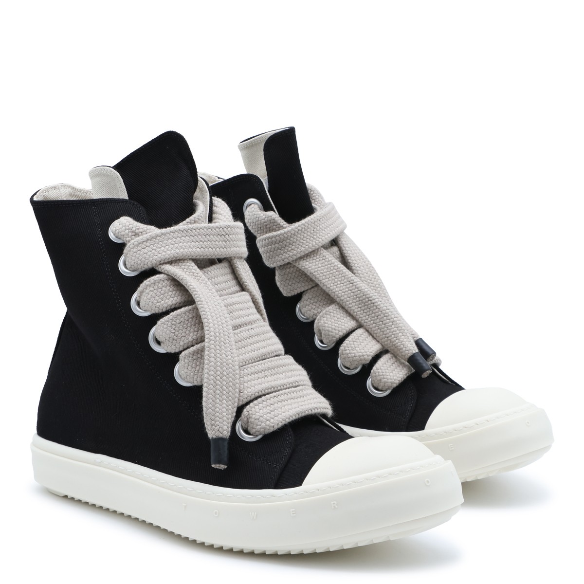 BLACK LEATHER JUMBOLACE SNEAKERS