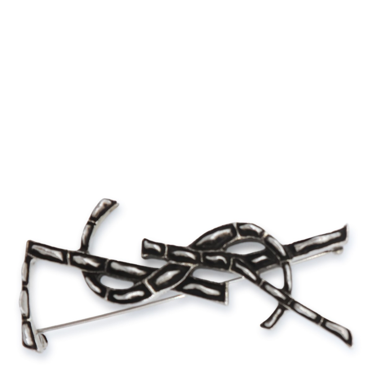 SILVER BRASS LOGO BROOCHE