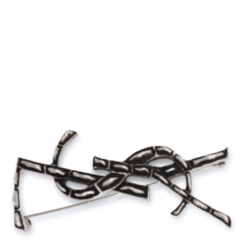 SILVER BRASS LOGO BROOCHE