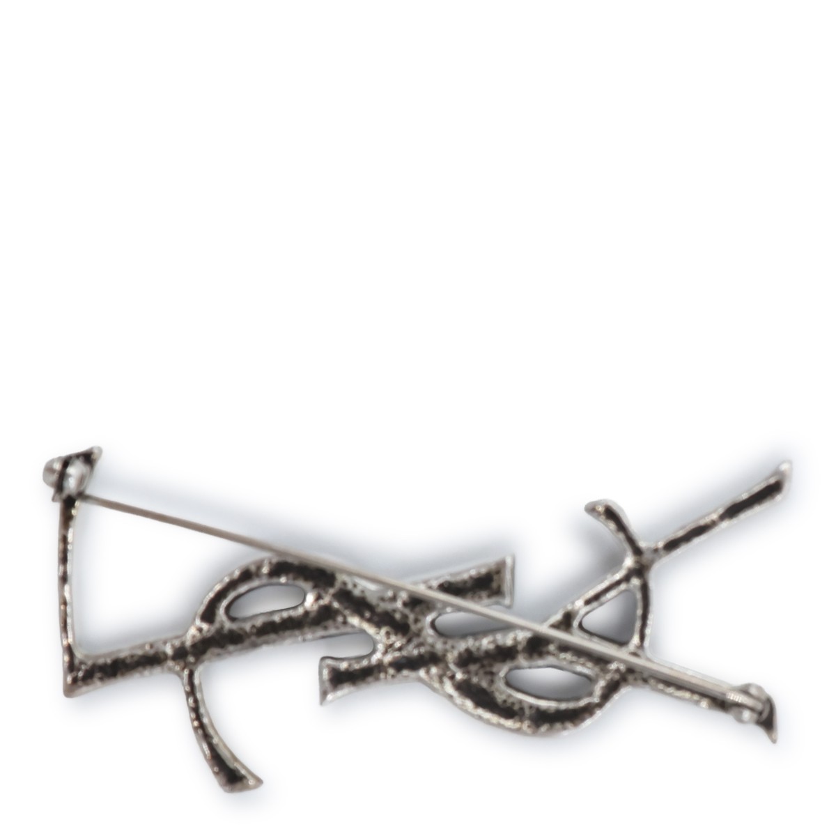 SILVER BRASS LOGO BROOCHE