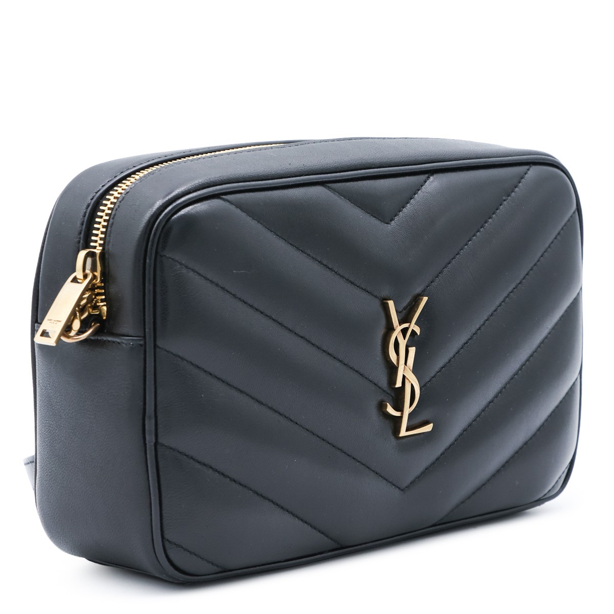 BLACK LEATHER LOULOU CAMERA CROSSBODY...