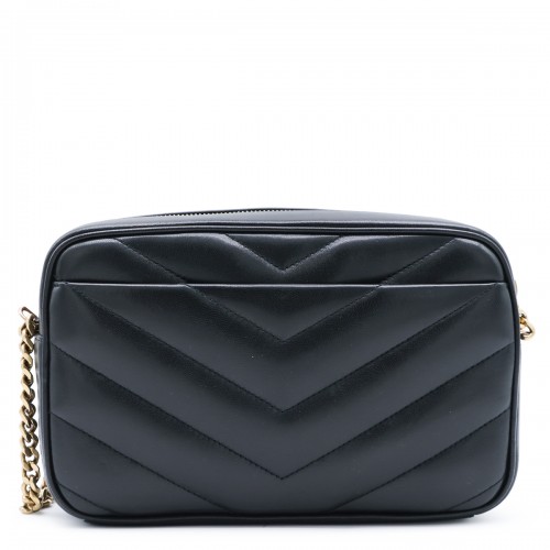 BLACK LEATHER LOULOU CAMERA CROSSBODY BAG