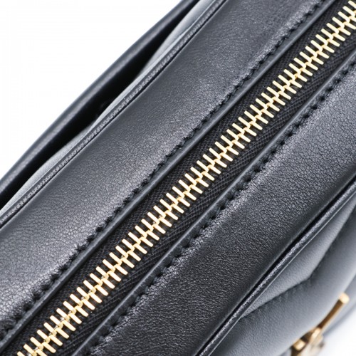 BLACK LEATHER LOULOU CAMERA CROSSBODY BAG