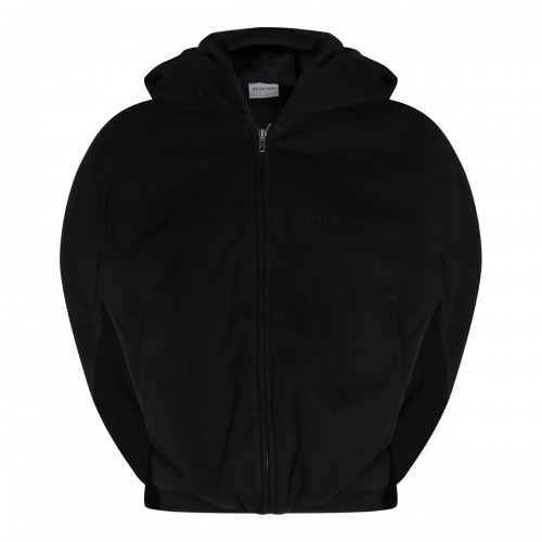 BLACK COTTON CAPE HOODIE