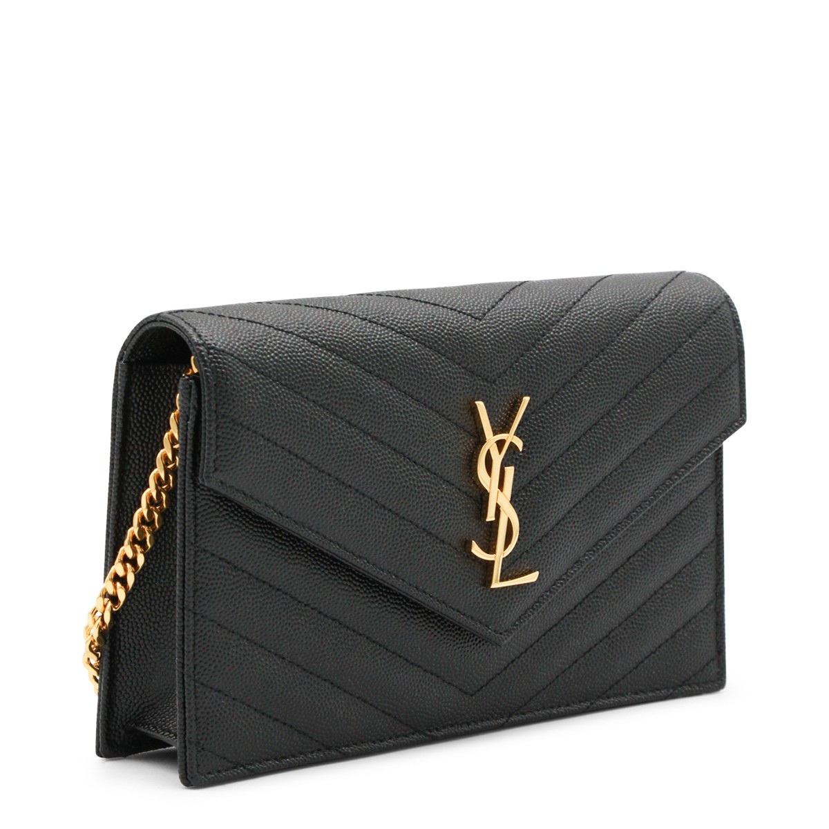BLACK LEATHER ENVELOPE MINI BAG