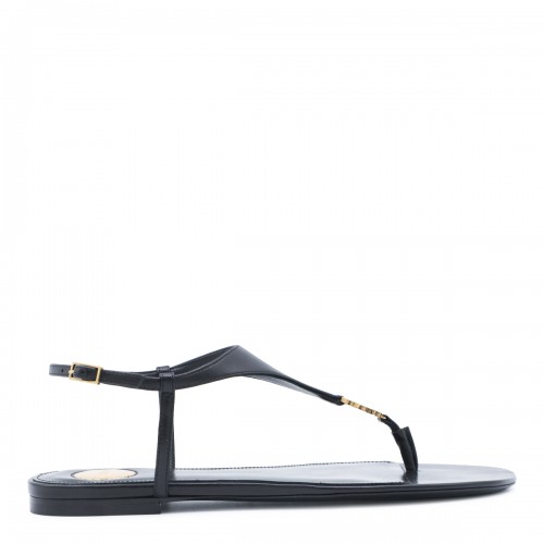 BLACK LEATHER CASSANDRA FLATS