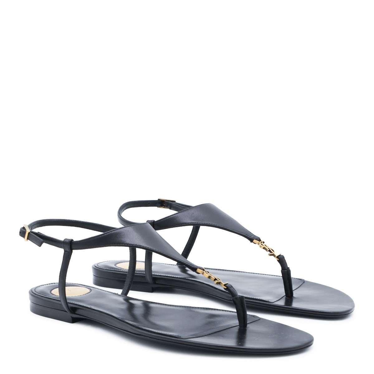BLACK LEATHER CASSANDRA FLATS
