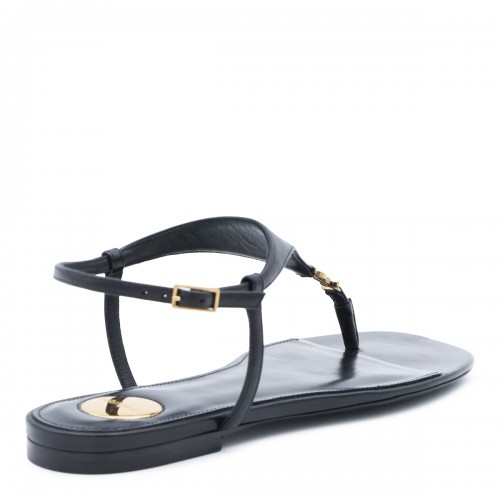 BLACK LEATHER CASSANDRA FLATS