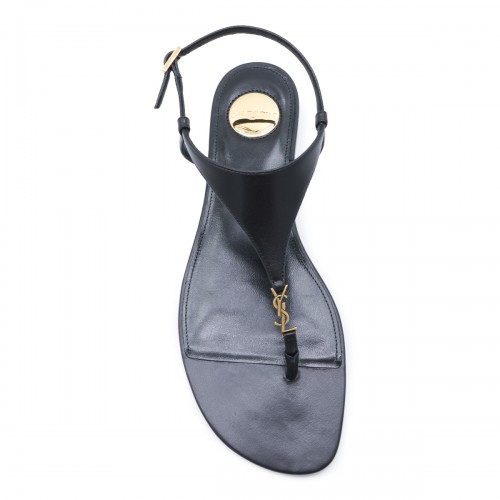 BLACK LEATHER CASSANDRA FLATS