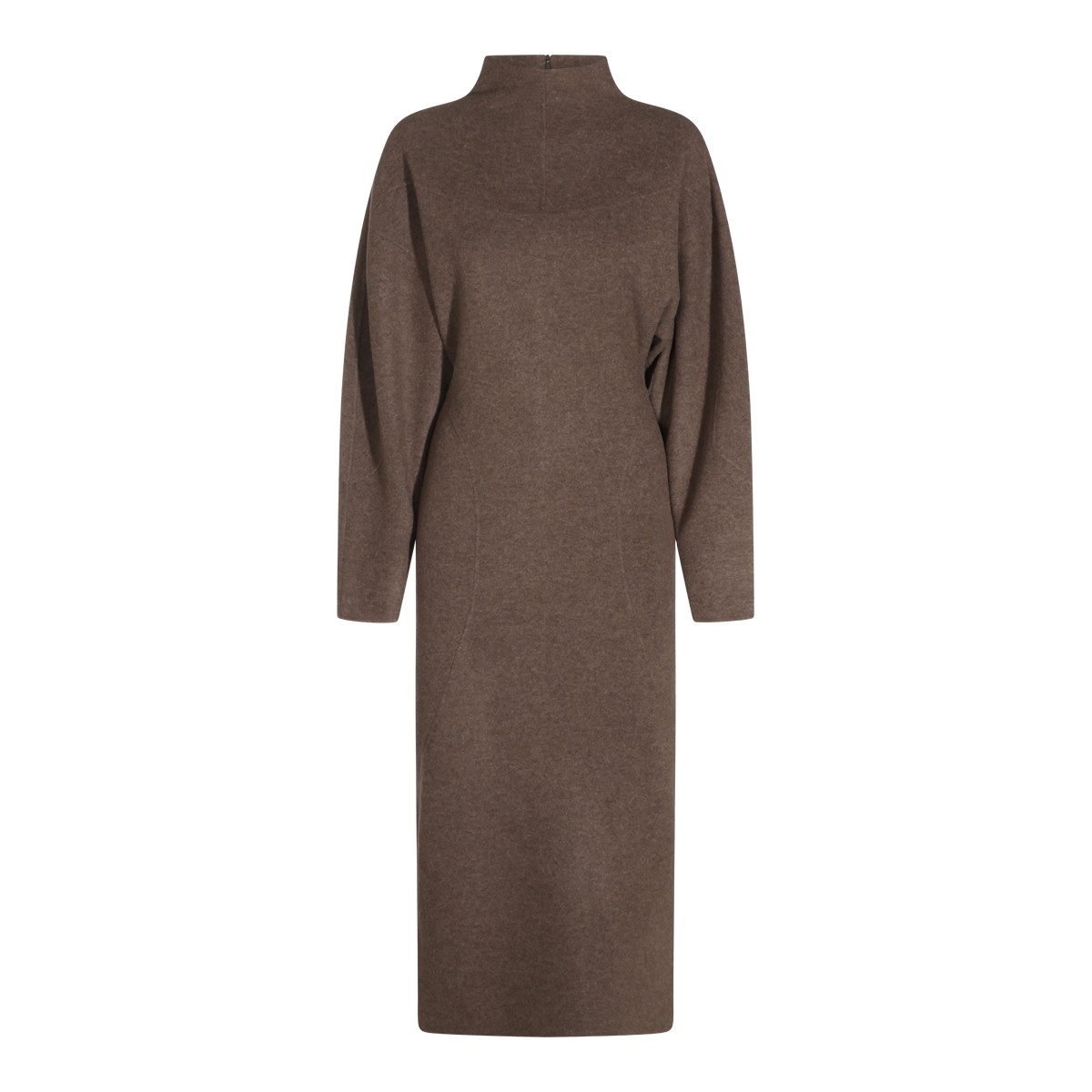 BROWN WOOL AND CASHMERE DRESS