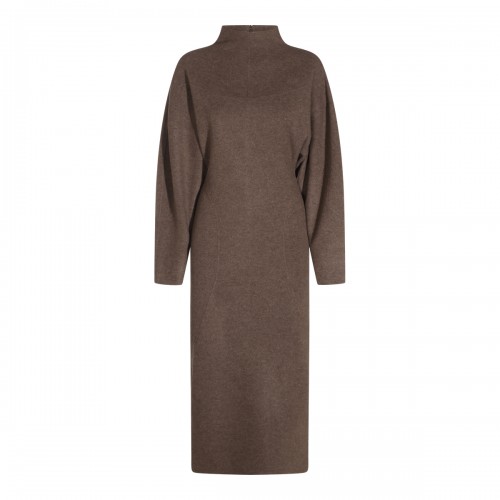 BROWN WOOL AND CASHMERE DRESS
