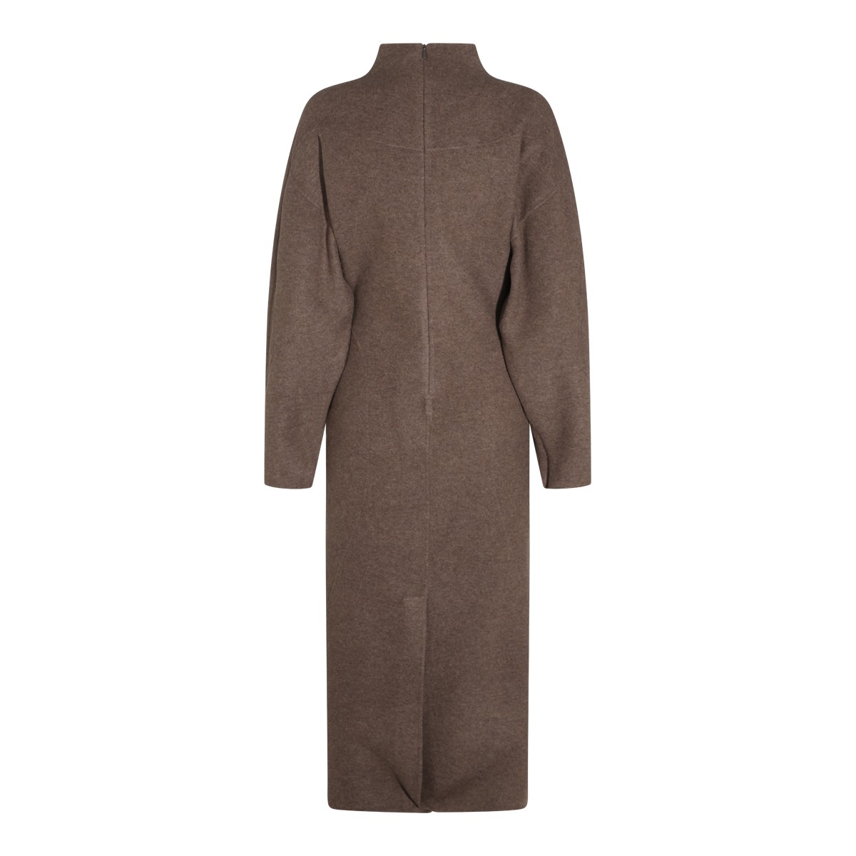 BROWN WOOL AND CASHMERE DRESS