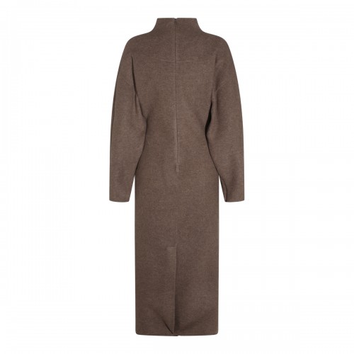 BROWN WOOL AND CASHMERE DRESS