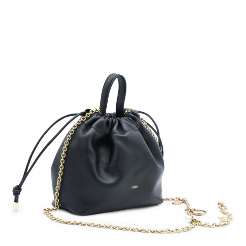 BLACK LEATHER TOP HANDLE BAG 2