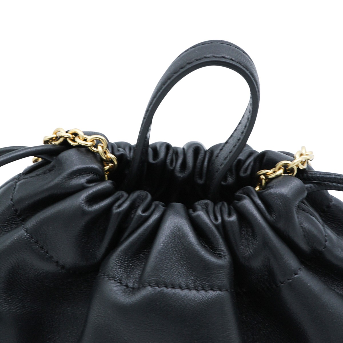 BLACK LEATHER TOP HANDLE BAG