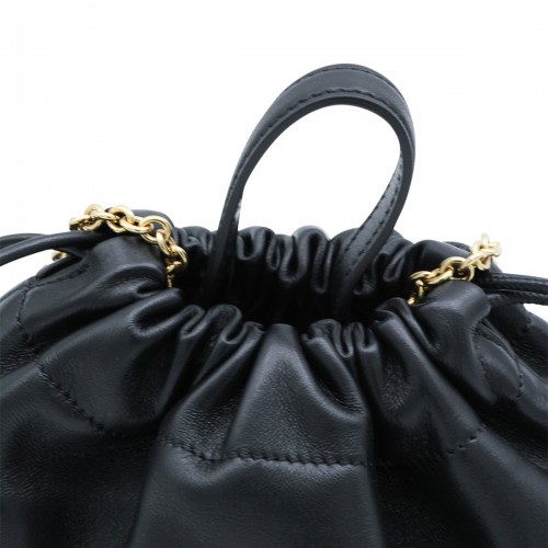 BLACK LEATHER TOP HANDLE BAG