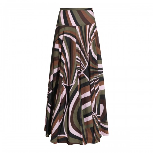 KHAKI AND PINK COTTON SKIRT