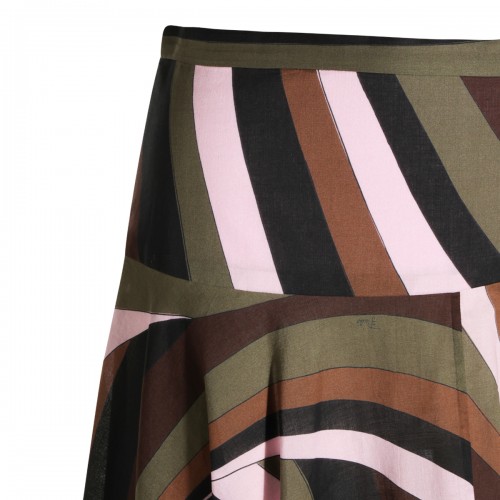 KHAKI AND PINK COTTON SKIRT