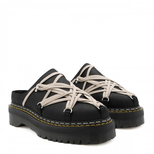 BLACK LEATHER MEGALACE MULES 2