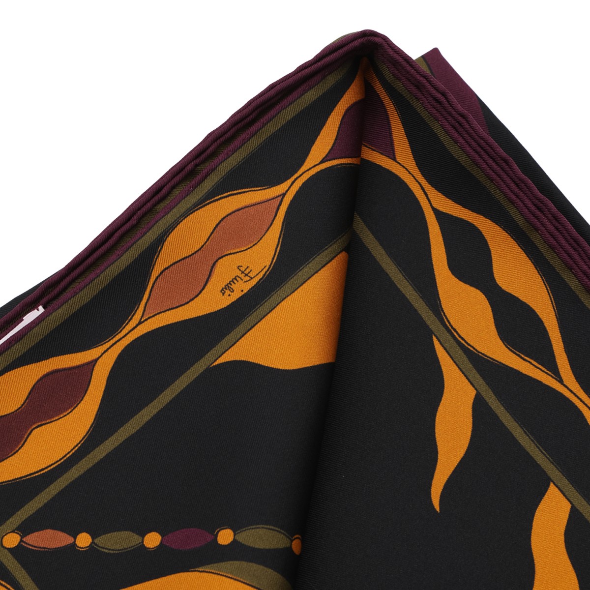 BURGUNDY AND GOLD SILK SCARF