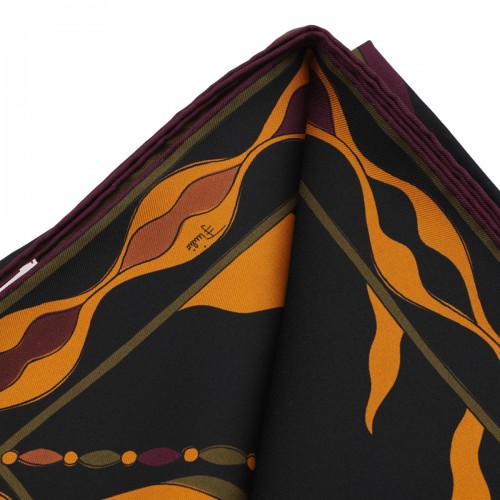 BURGUNDY AND GOLD SILK SCARF