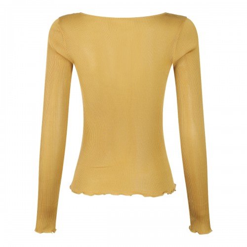 JAUNE SAFRAN SILK LON SLEEVED TOP