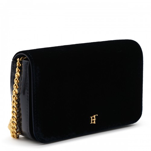 NAVY VELVET SHOULDER BAG 2