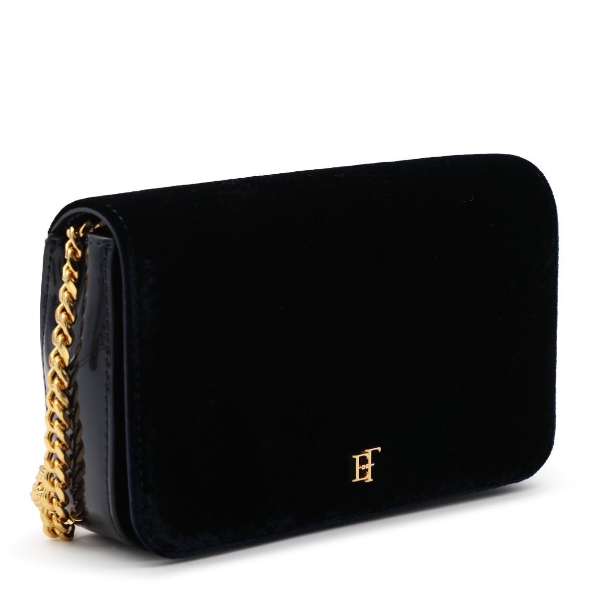 NAVY VELVET SHOULDER BAG