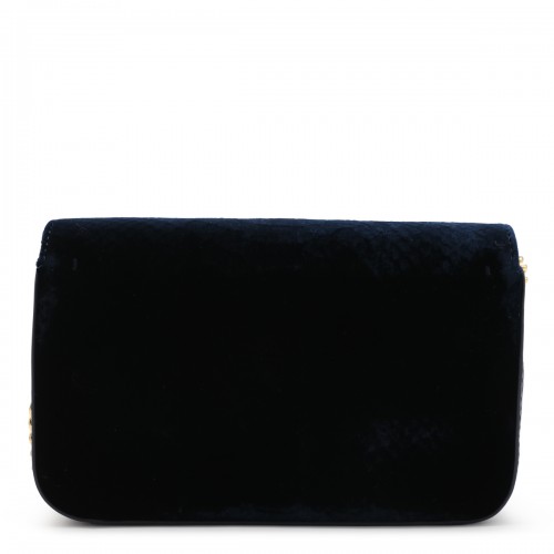 NAVY VELVET SHOULDER BAG