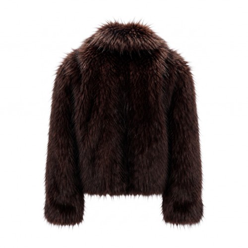 BLACK-GARNET FAUX FUR JACKET 2