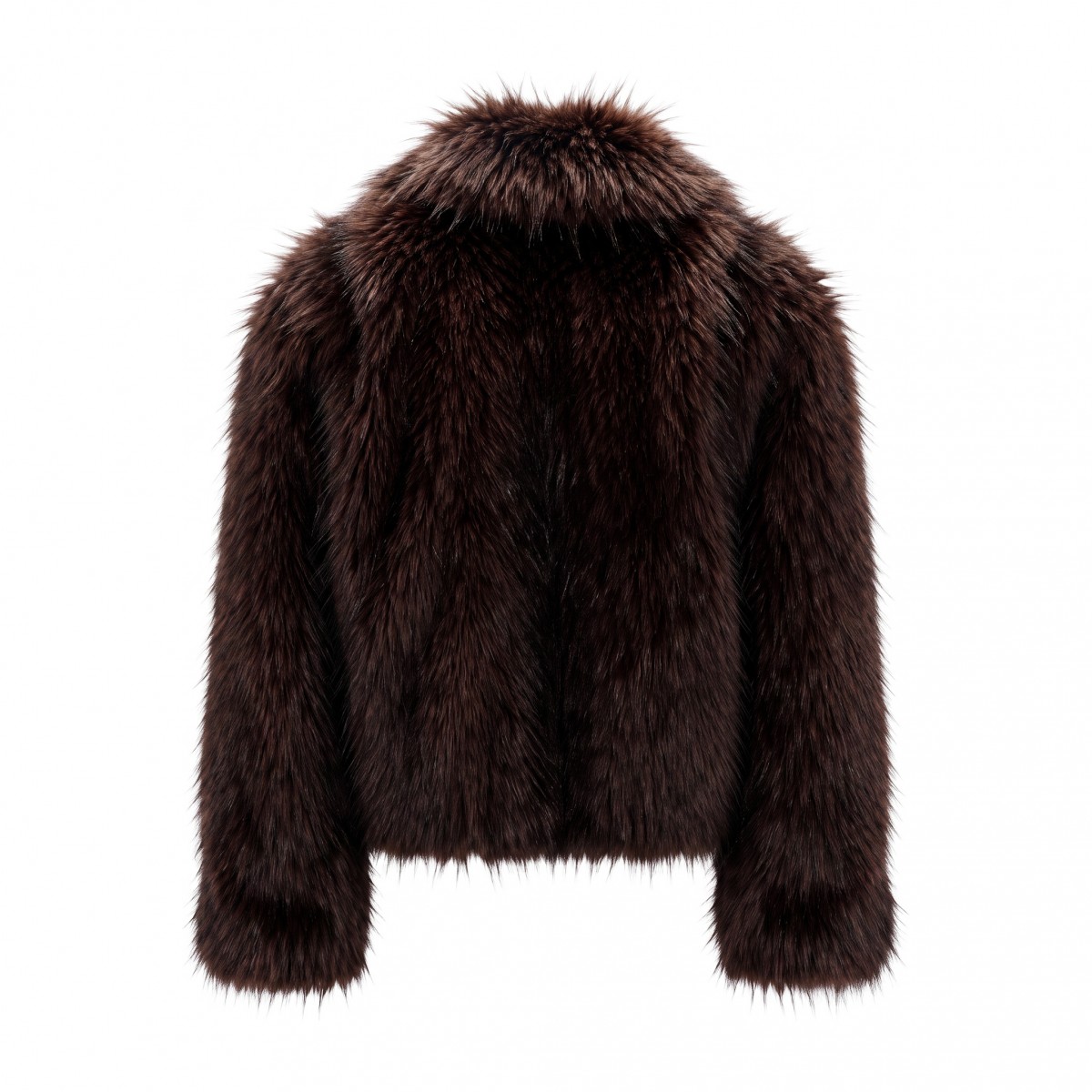 BLACK-GARNET FAUX FUR JACKET