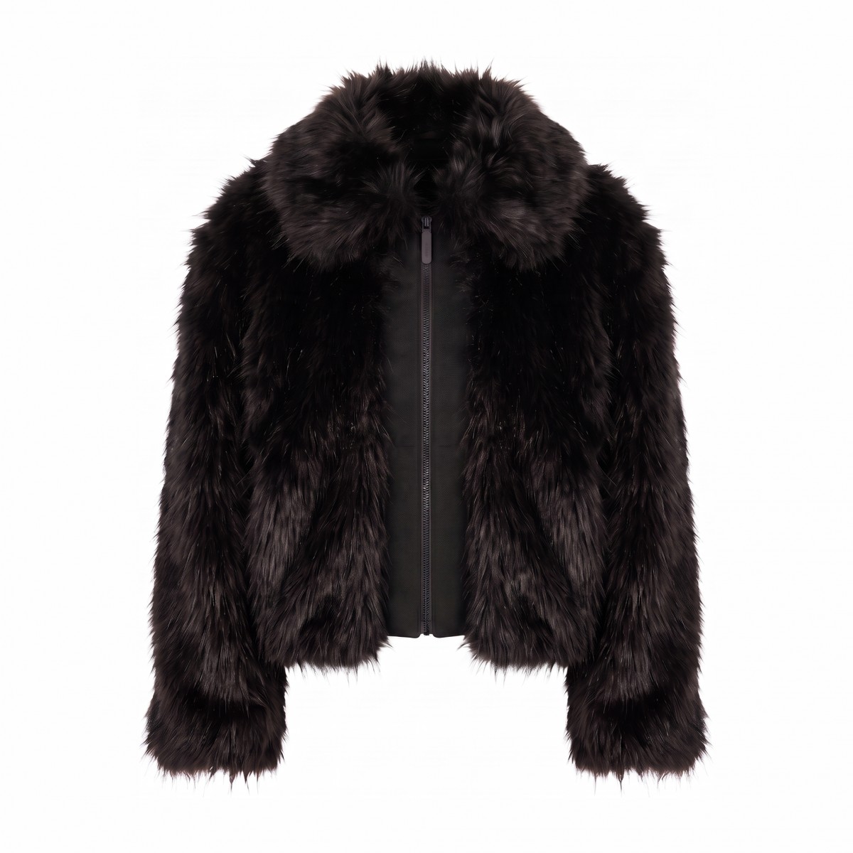 BLACK-GARNET FAUX FUR JACKET