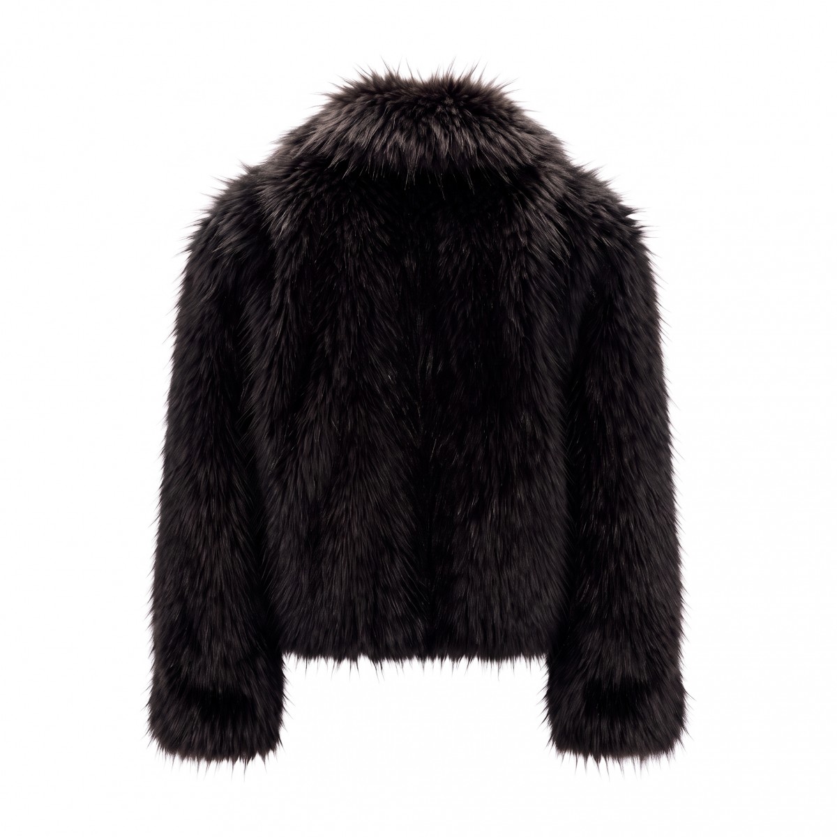 BLACK-GARNET FAUX FUR JACKET