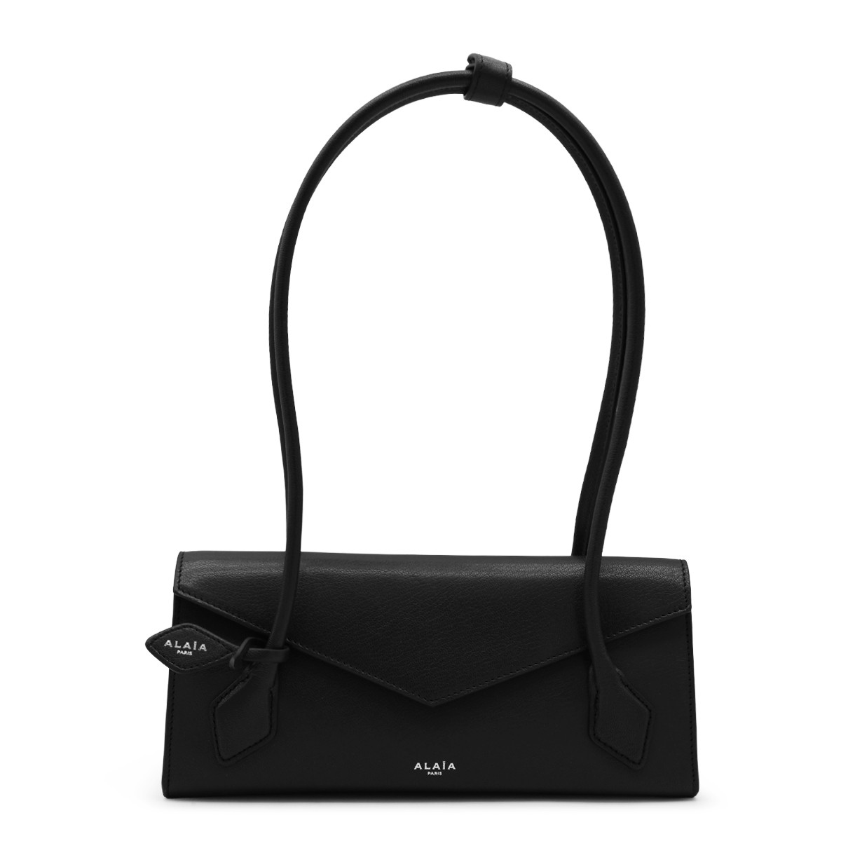 BLACK LEATHER TECKEL MEDIUM SHOULDER BAG