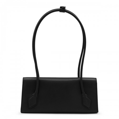 BLACK LEATHER TECKEL MEDIUM SHOULDER BAG