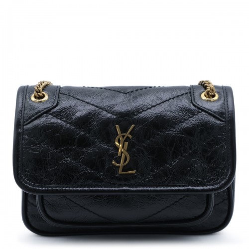 BLACK LEATHER SHOULDER BAG