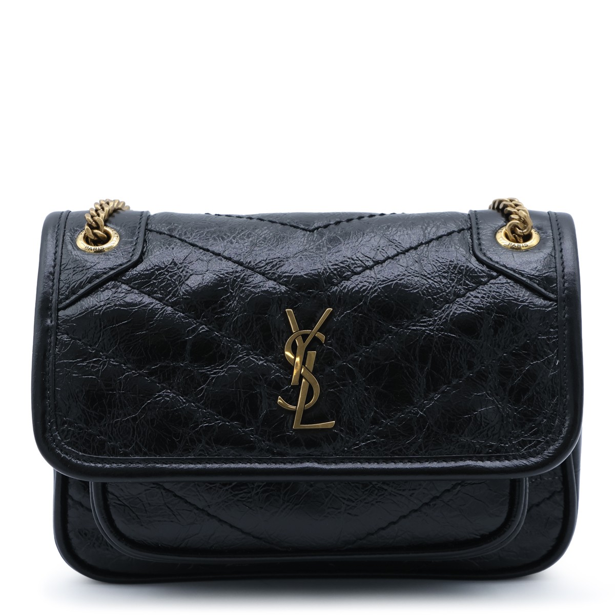 BLACK LEATHER SHOULDER BAG