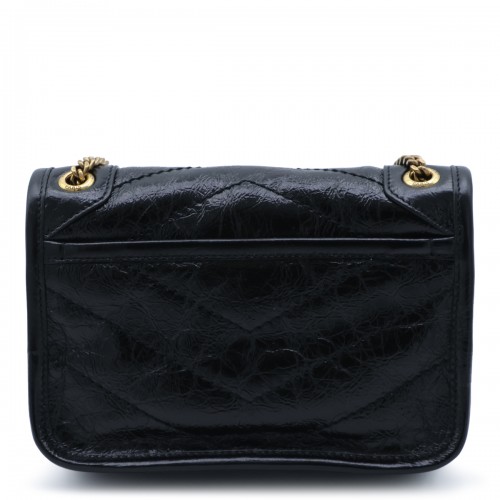 BLACK LEATHER SHOULDER BAG