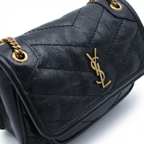 BLACK LEATHER SHOULDER BAG