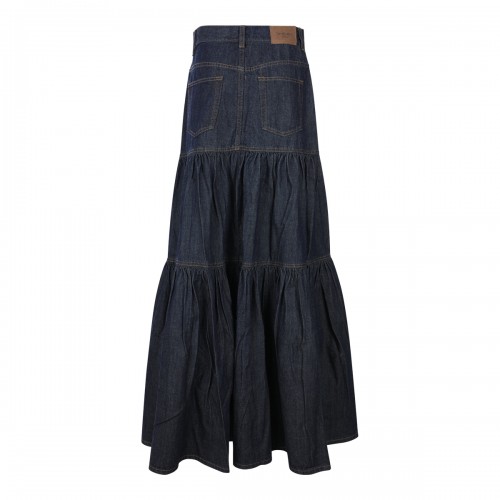 INDIGO COTTON LONG SKIRT