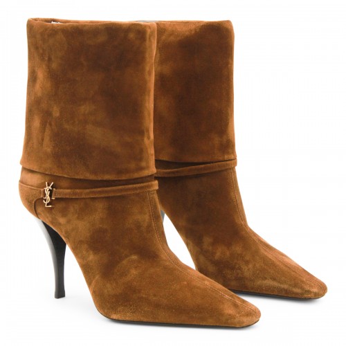BROWN LEATHER VICKY 90 BOOTS 2