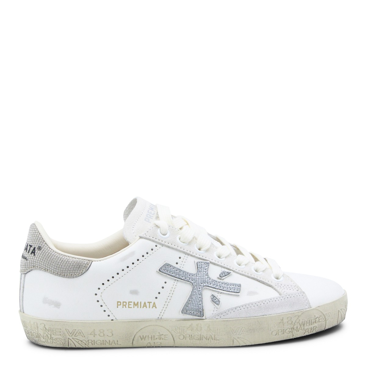 WHITE AND SILVER SNEAKERS
