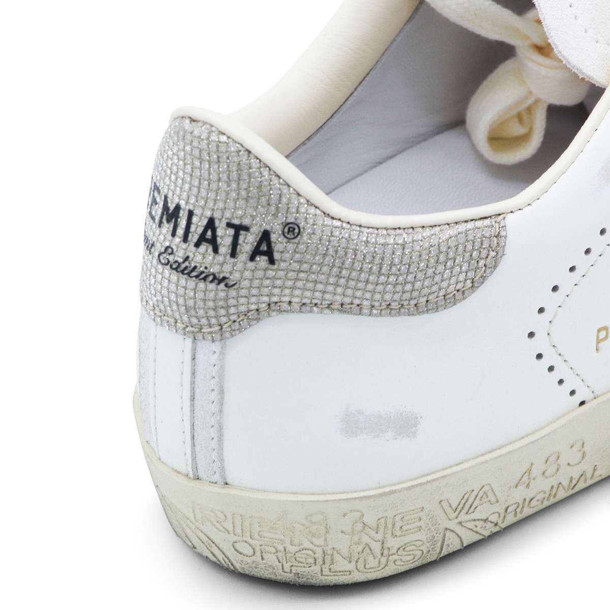 WHITE AND SILVER SNEAKERS