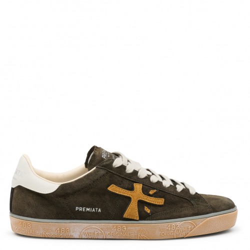 OLIVE GREEN LEATHER SNEAKERS