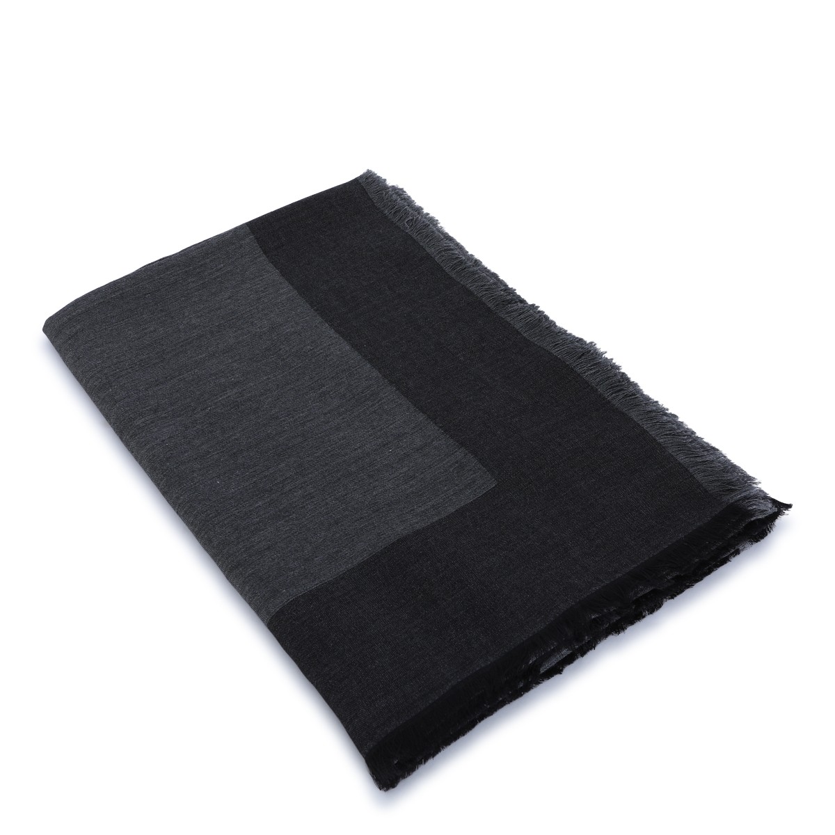 BLACK SILK AND WOOL BLEND SCARF