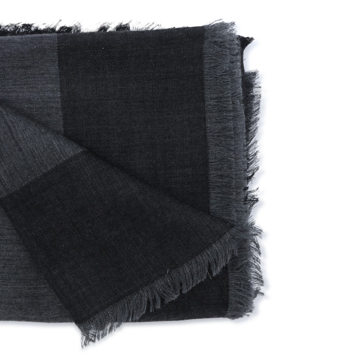 BLACK SILK AND WOOL BLEND SCARF
