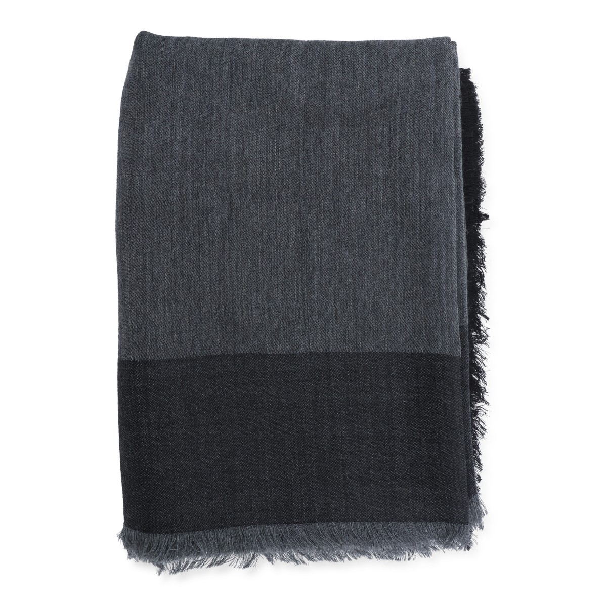 BLACK SILK AND WOOL BLEND SCARF